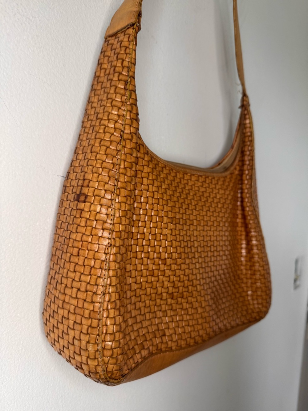 Vintage Lord & Taylor Woven Leather Hobo Shoulder Bag Y2K - Picture 3 of 12